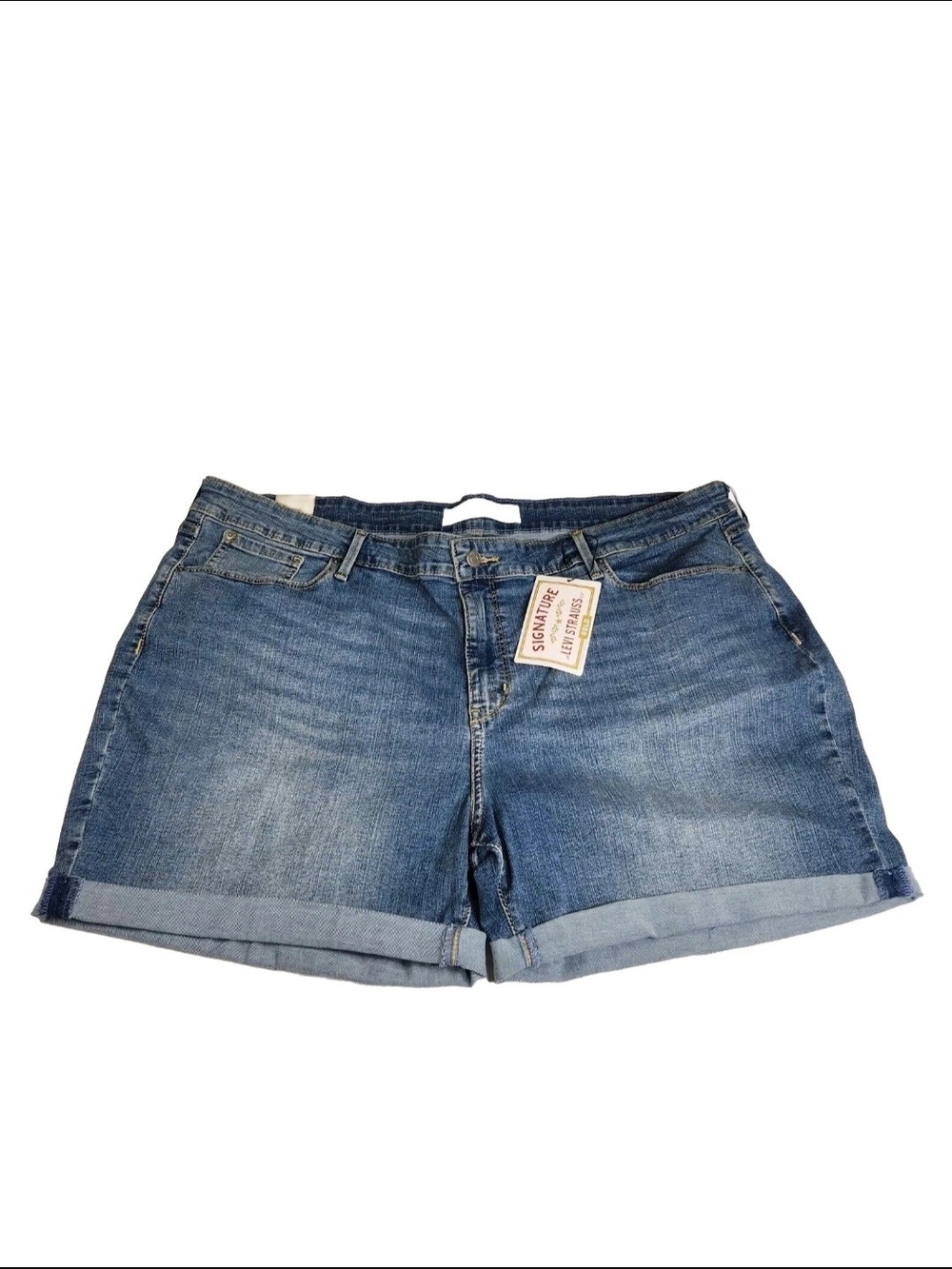Levi Strauss Signature Womens Plus Size 24W 37 Mid Rise Denim Cuffed Shorts 03